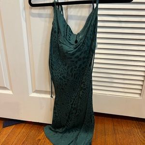 Green printed mini dress